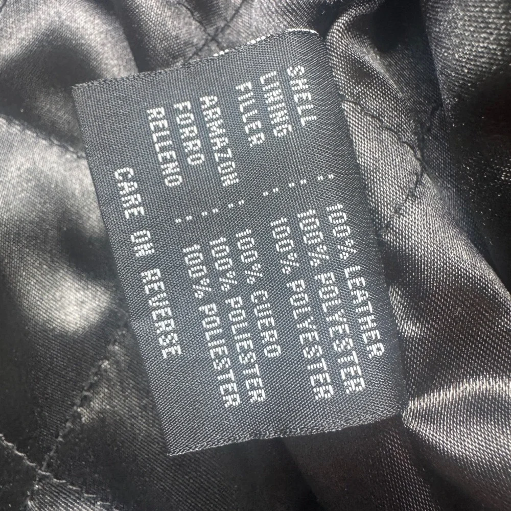 Bill Blass Vintage Leather Bomber Jacket XL Black Quilted Lined Full‎ Zip Flaw